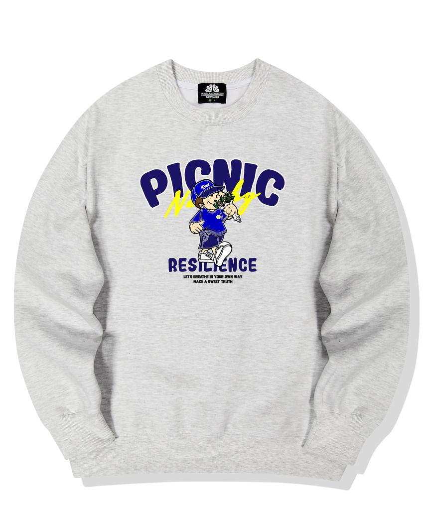 TRIPSHION Picnic Boy Graphic Crewneck - White