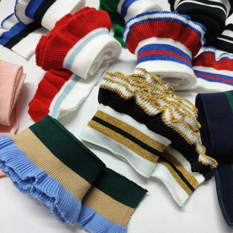 Rib Cuffs Striped Fabric For Hoodie Garment Collar Bottom Hem Decor Knit Fungus Webbing Cuffs Clothing Sewing Accessories