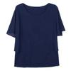 Women's Summer Short-Sleeve Cropped Chiffon Blouse Middle-Aged Mom's Round Neck Simple Elegant Top
