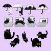 Cartoon Black Kitten Brooch Set: Cute Animal Accessory Collection