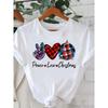 Printed Fashion New Year Women's T-shirt Top Merry Christmas Clothing Coffee Love Cute Holiday Pattern Round Neck Short Sleeve