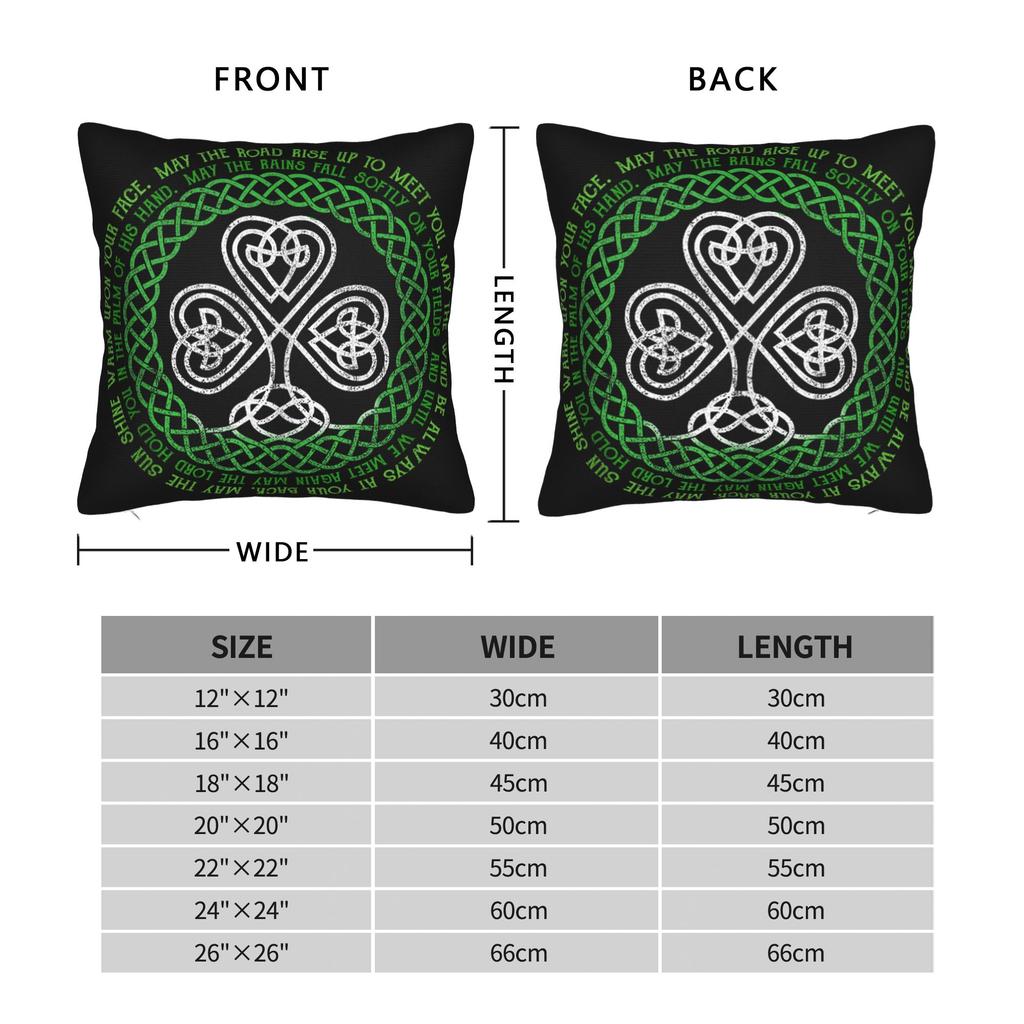 Irish Blessing Celtic Knot 4 Leaf Clover Luck Patricks Day Pillow Case Morden Pillow Cover Comfy Pillowcases For Sofa Home Decor