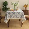Light Luxury Ins Wind Small Fresh Cotton And Linen Blue Small Floral Tablecloth Rectangular Dining Table Cloth Picnic Cloth Tablecloth