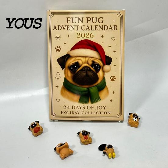 Creative Christmas Countdown 2026 Owl/Dog Advent Calendar, 24 Days with Mini Animal Decorative PVC Miniatures Figurine Ornaments, Collectible Figures