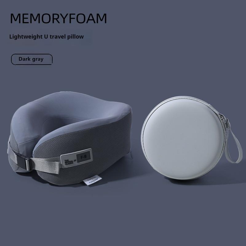 Travel Neck Pillow Memory Foam Pillow for Airplane Car Office Supportive Cervical Neck Rest with Washable Cover