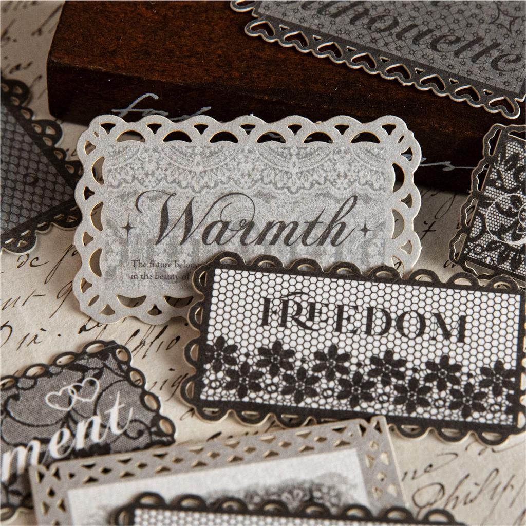 Momo Special Paper Hollow Lace Label Stickers Color Pattern Weave Dream Series Hand Account Materials for DIY Decoration
