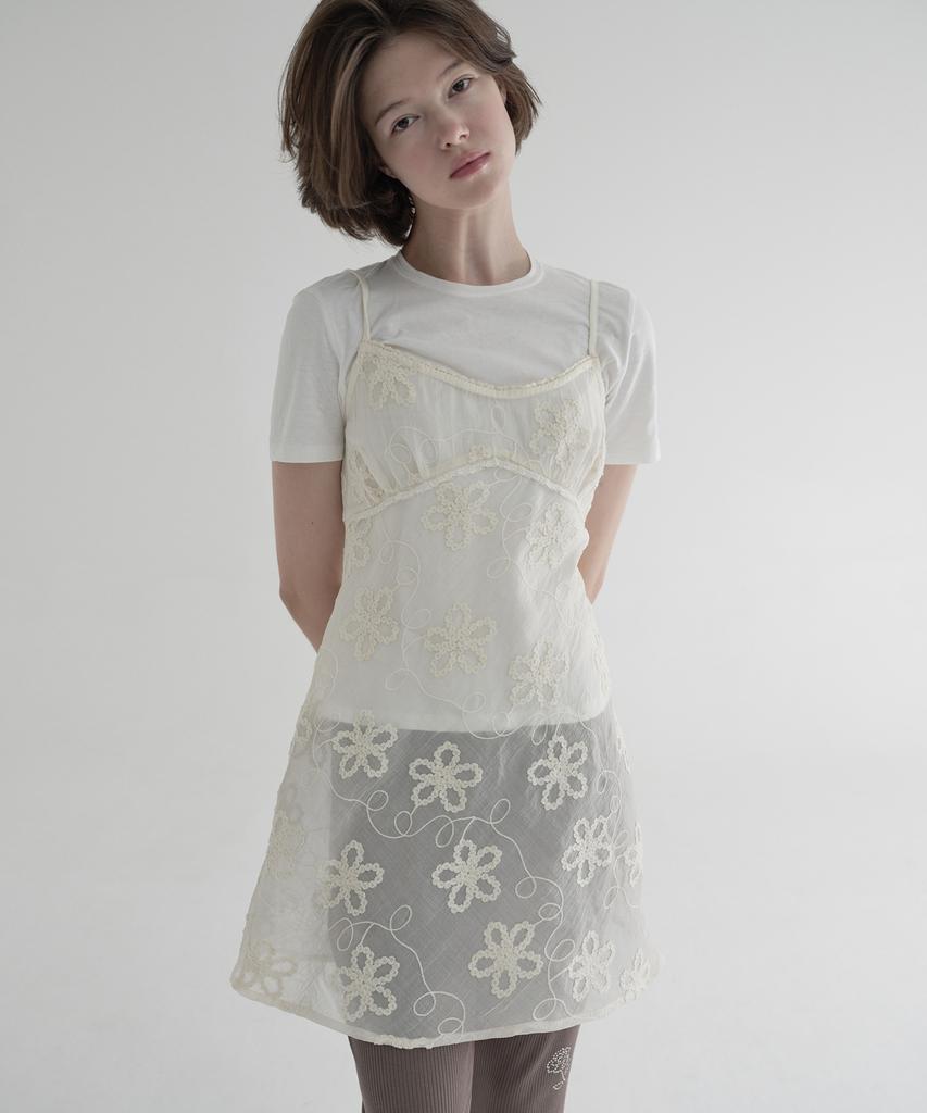 Margarine Fingers Floral Layered One-Piece (Cream)