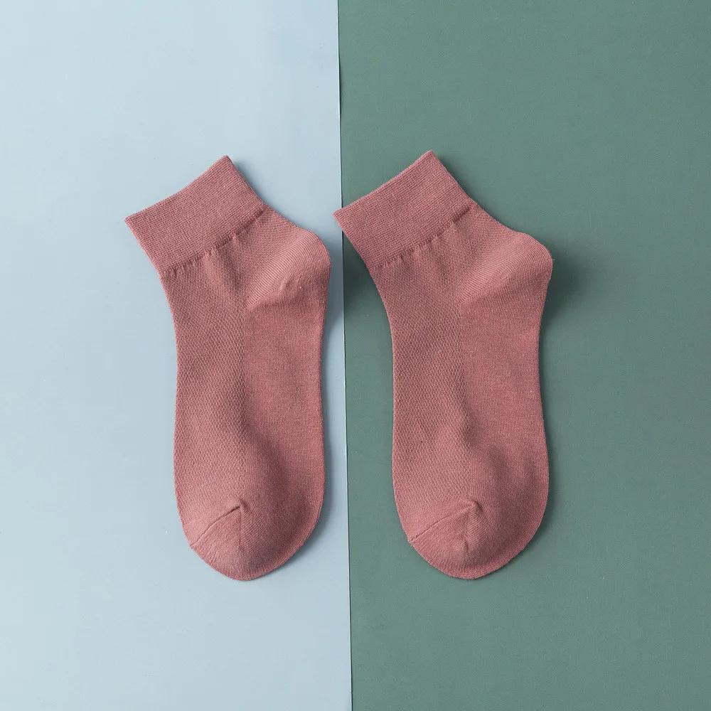 Cotton Solid Color Woman Socks Summer Thin Hollow Out Mesh Short Socks Soft Casual Breathable Fashion Harajuku Retro Ankle Socks