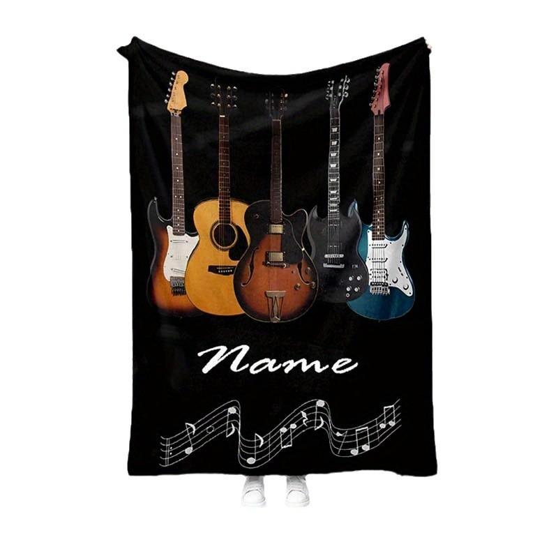 Popular Guitar Blanket Music Instrument Pattern Digital Printing Blanket Sofa Blanket