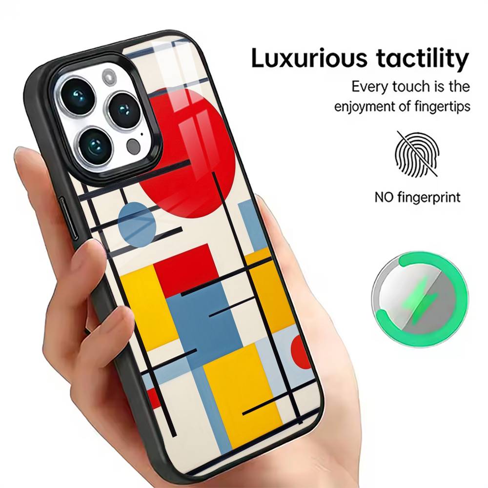 Abstract Geometric Art Phone Case For iPhone17,16,15,14,13,12,11 Plus,Pro Magnetic with Magsafe Wireless Charging iPhone11PROMAX