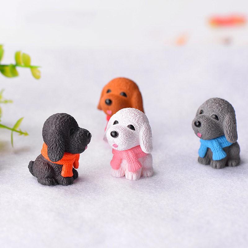 4ks/sada Kreslený pes Miniatury zvířat Minifigurky Diy Fairy Zahradní dekorace Mech Terárium Mikrokrajinka