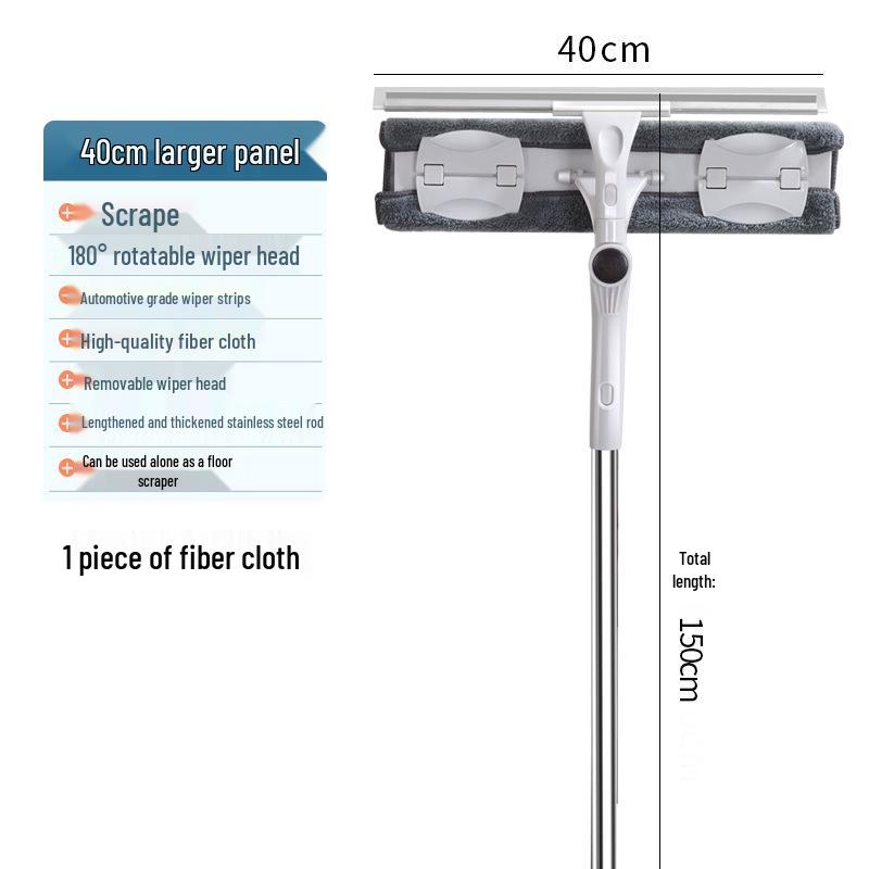 Žinylková oboustranná stěrka na okna s vysokým dosahem s prodlouženou tyčí