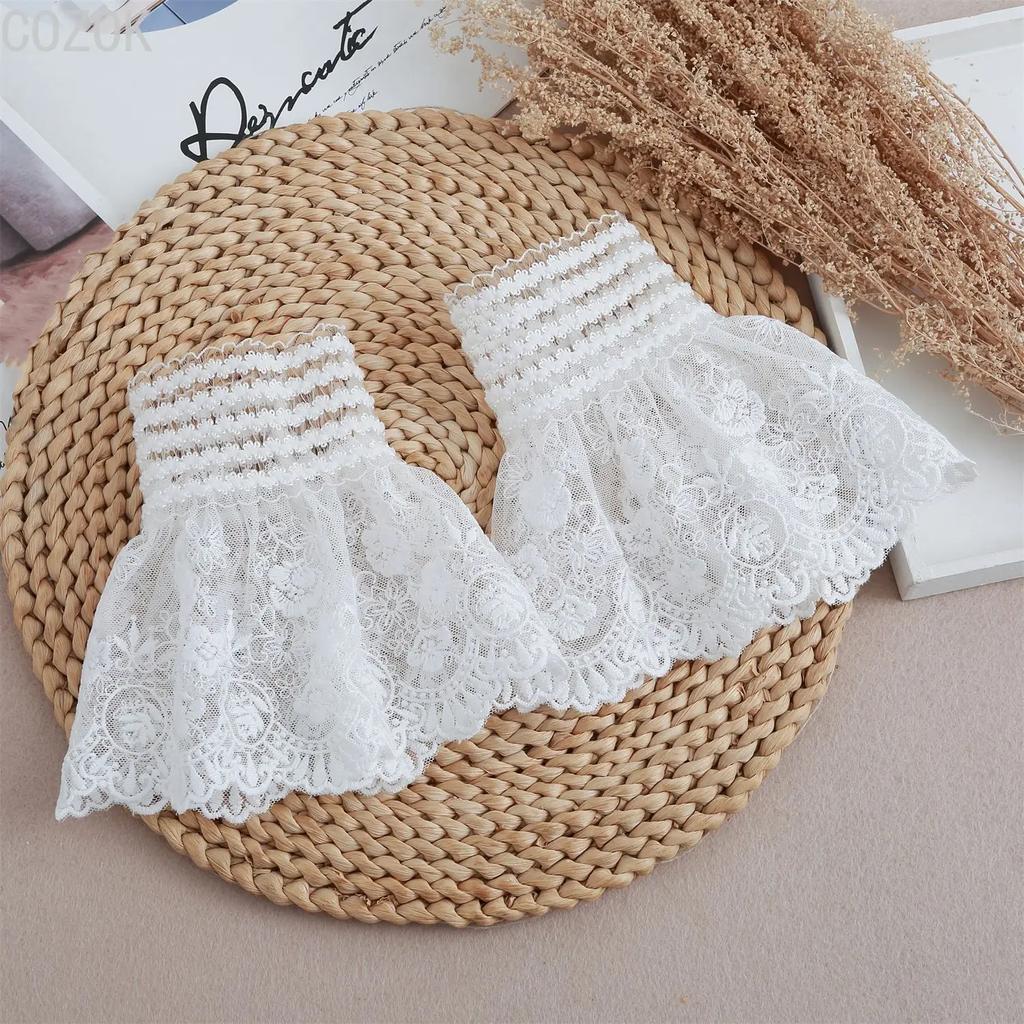 Cross-border Pleated Mesh Lace Sleeves Women's Decorative Cuffs Replacement Fake Sleeves