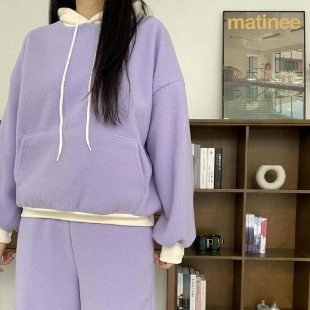 New Arrivals Open Run Women Color Block Hoodie Sweatshirt Wide Pants Set