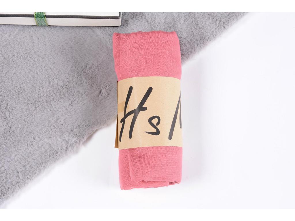 Eșarfă de bumbac și in de primăvară și vară pentru femei - Șal etnic plisat din tifon de culoare uni și batic de mătase.