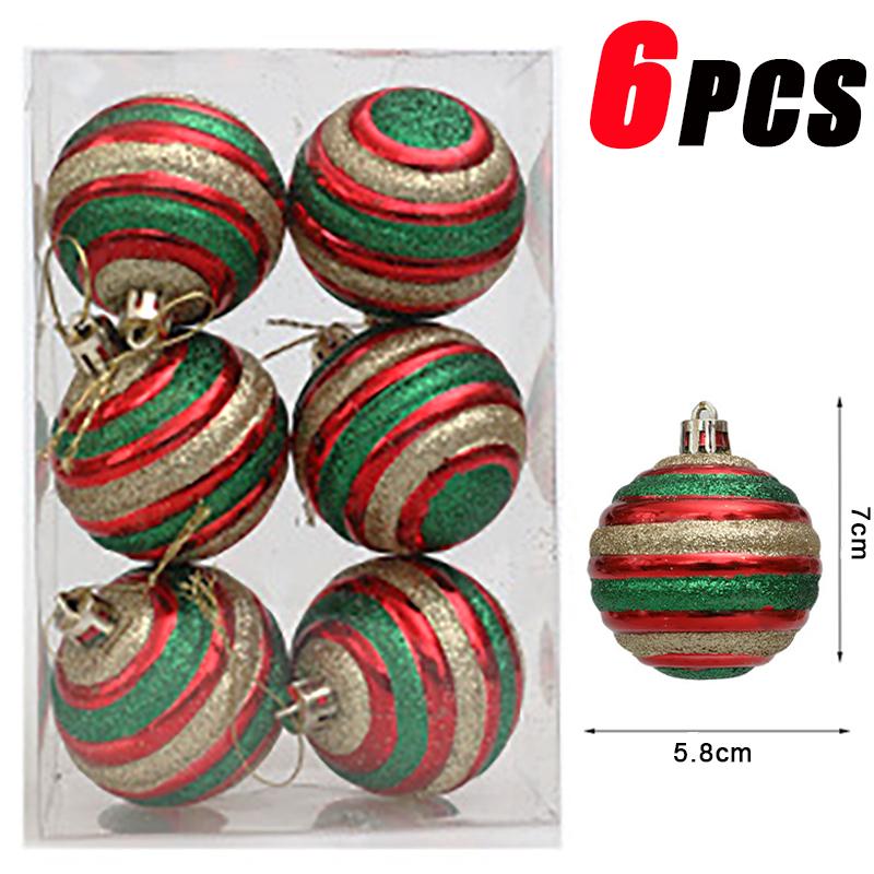 6Pcs Christmas Ball Ornaments With Painted Xmas Tree Hanging Pendant New Year Gifts For 2025 Christmas Navidad Party Decoration