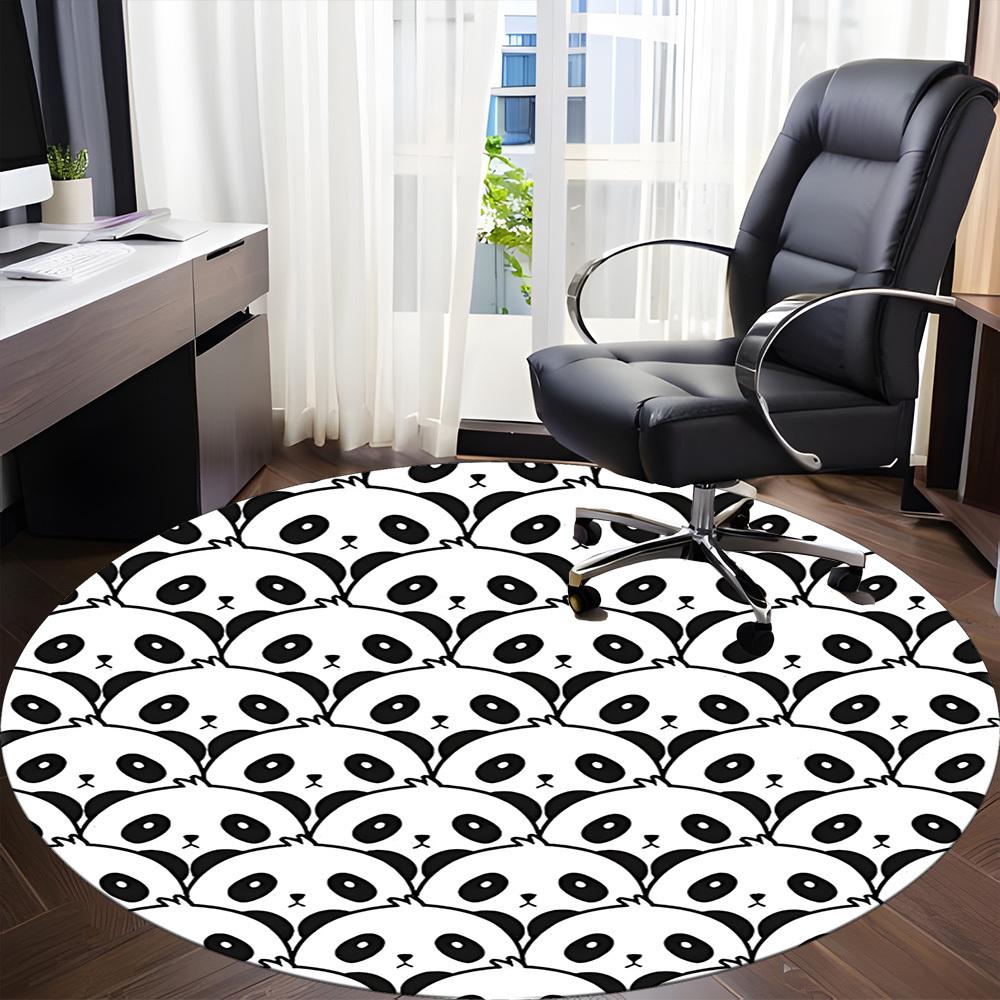 1pc Panda Pattern Office Round Area Rug, Indoor Mat Suitable For Office, Under Office Chairs Bedroom Living Room Home Decor, Room Deco