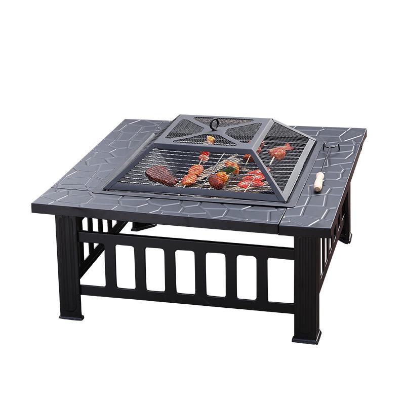 Zhishi Small Square Tabletop Fire Pit & BBQ Grill