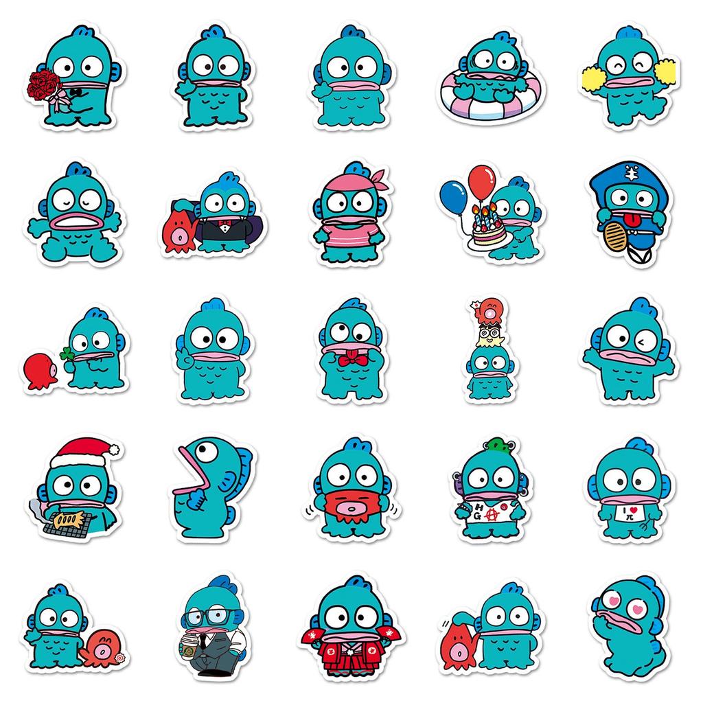 50-Pack Mermaid Cartoon Fish Stickers for Decor - Water Cup, Luggage, Phone Case