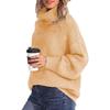 Women's Loose Fit Cable Knit Turtleneck Pullover Sweater