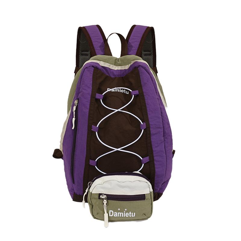 Schoolbag: Outdoor color-block lightweight backpack, casual commuting travel hiking bag, children's travel lightweight small backpack