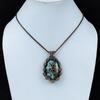 Tibetan Turquoise Gemstone Copper Wire Wrap Handmade Pendant Jewelry Gift For Love