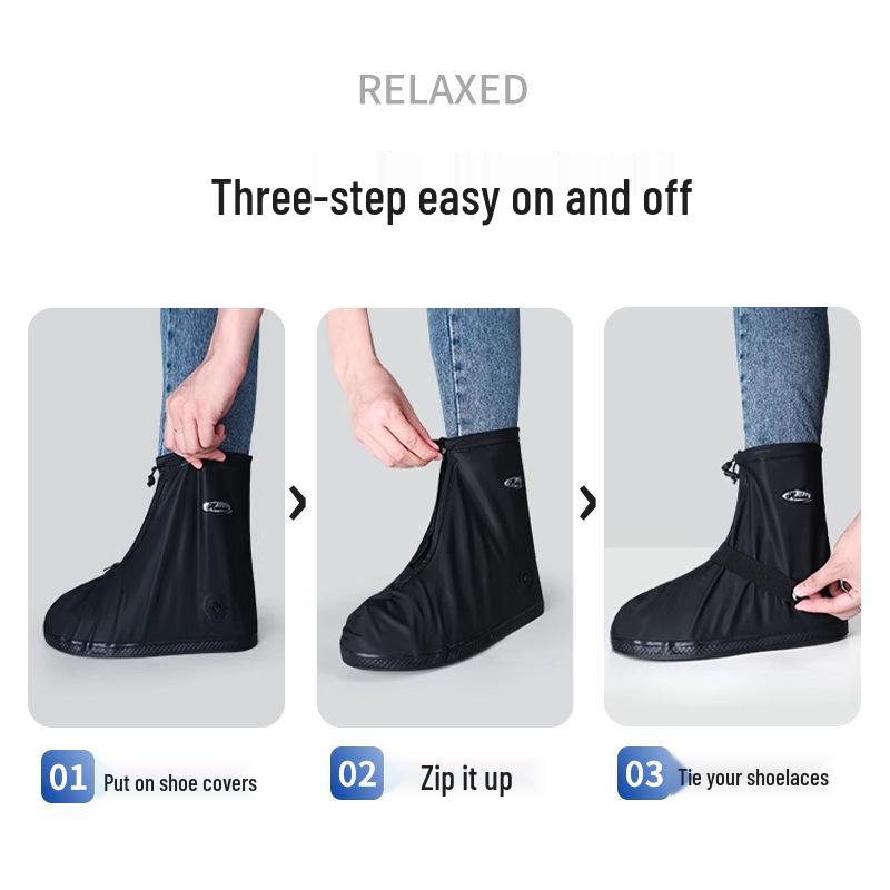 Adult Mid-Calf PVC Waterproof Non-Slip Thickened Rain Boot Covers for Outdoor Use