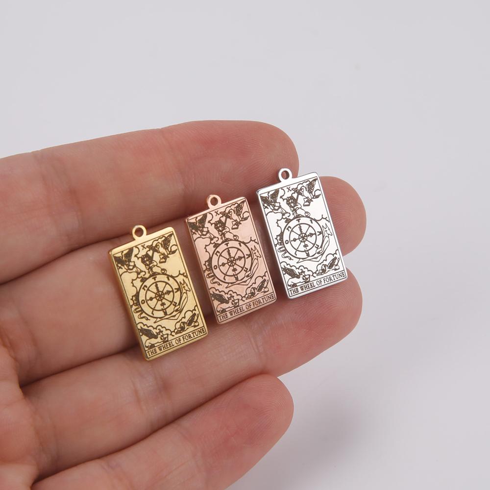 Dawapara Tarot Card Charms for Jewelry Making Astrology Tarot Cards Major Arcana Magic Amulet Stainless Steel Pendants