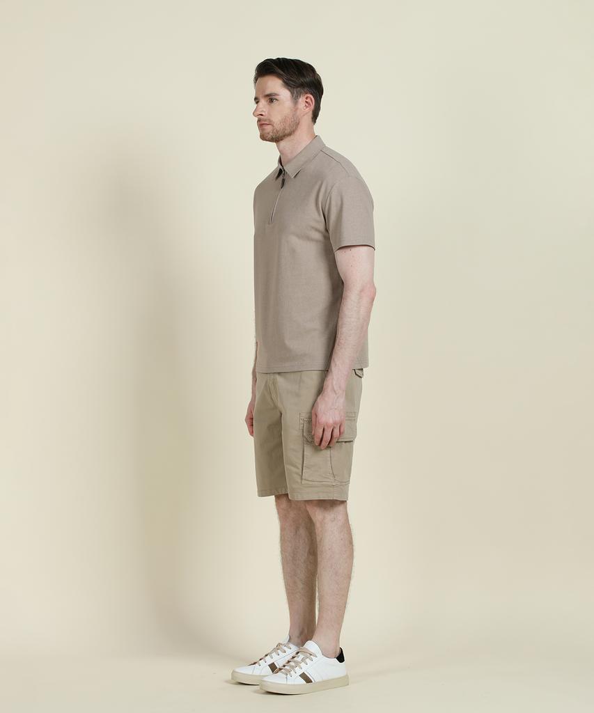 PANICALE Beige Half-Zip Polo Shirt