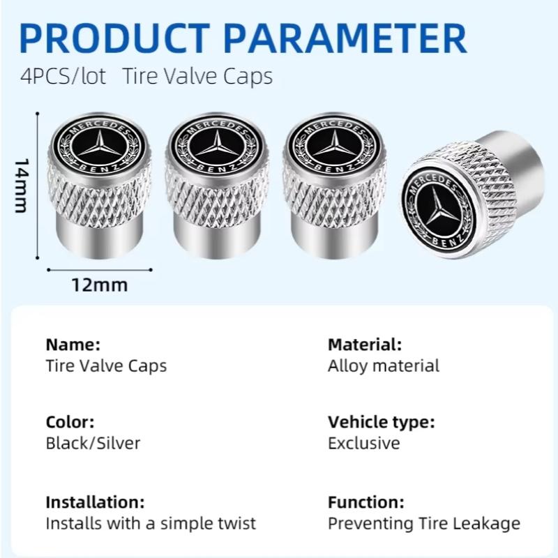 4pcs/set Wheel Tire Valve Stem Cap Dust Cover for Benz AMG W205 W222 W211 W212 W213 W201 W210 W124 W126 W140 Interior Mouldings RX7