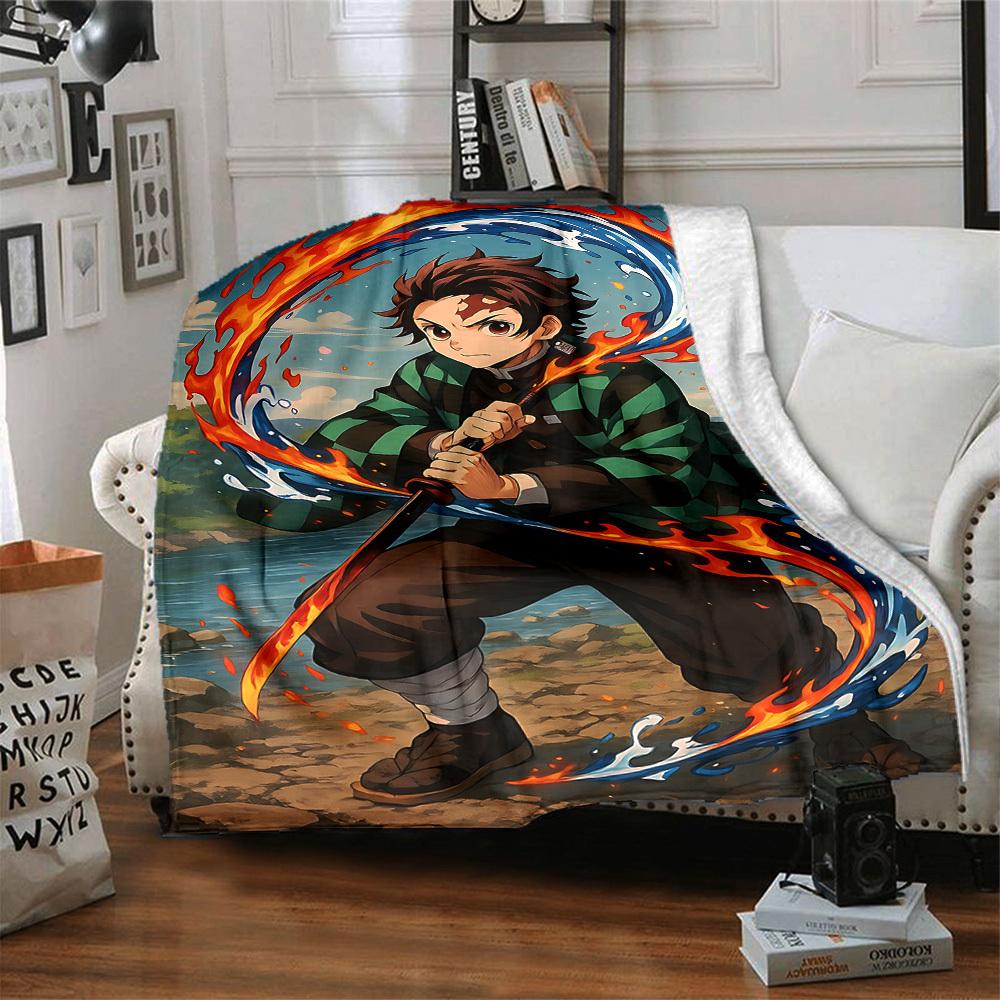 1pc Demon Slayer Soft & Warm Flannel Blanket, Multi-Purpose Throw Blanket for Couch, Sofa, Office, Bed, Camping, Travel 132
