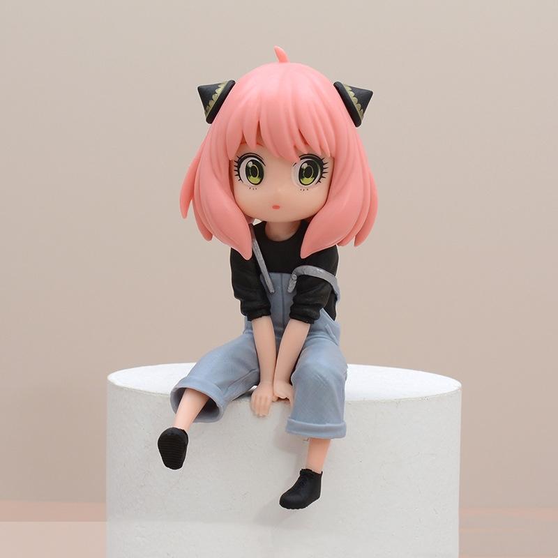 10cm SPY×FAMILY Anya Forger with Suspender Jeans Noodle Stopper Anime Action Figure Toy