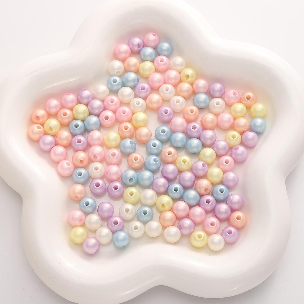 Handmade Beads 8mm Acrylic Dream Color Fantasy Gold Round Beads Handmade DIY Hand String Beads Accessories Bracelet Necklace Jewelry Loose Beads