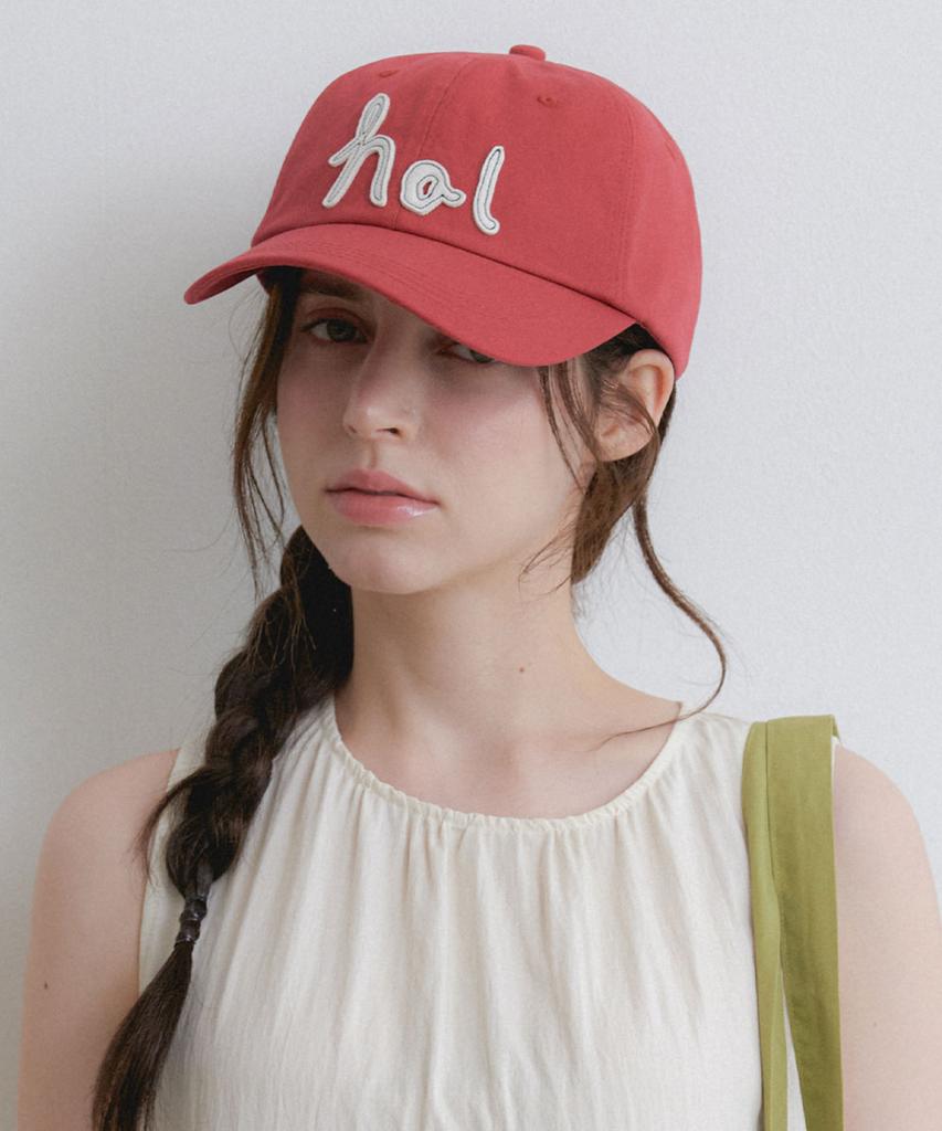 Hallen Stitch Logo Lettering Ball Cap (C082_Red)