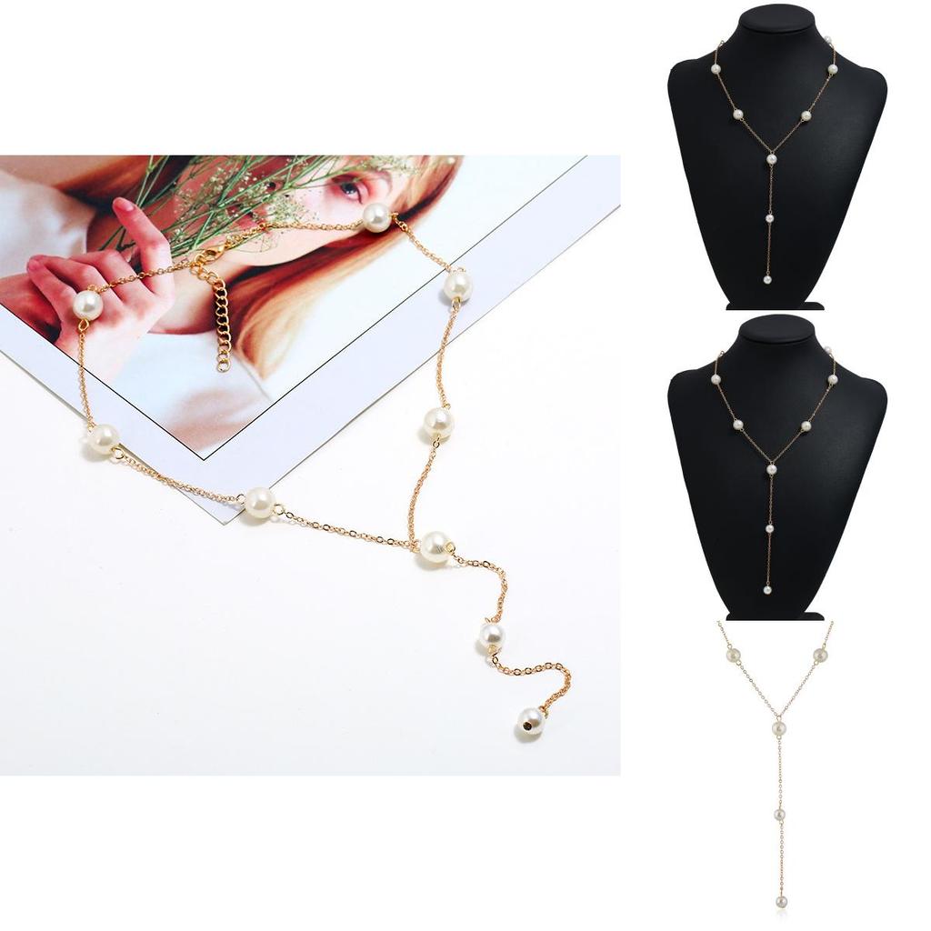Classic Pearl Chain Necklace For Women With Electroplated Alloy And Water Wave Chain For Gift And Casual Outings