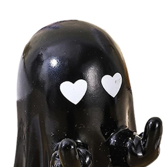 Ghost Phone Holder Cute Small Middle Finger Ghost Figurine Phone Stand Halloween Tabletop Pen Holder for Home Office Desktop Decoration