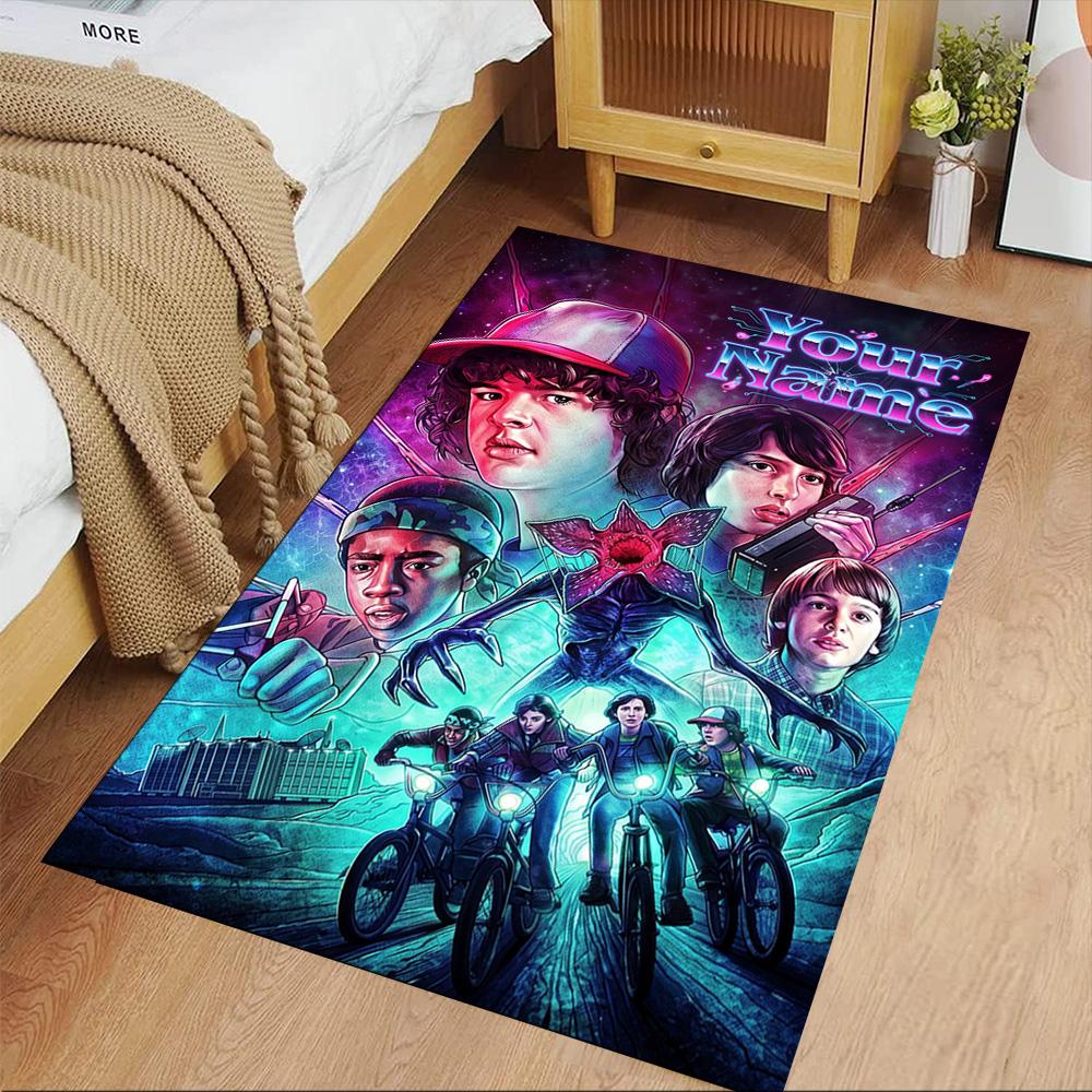 Stranger Things Customize Your Name Area Rug Perfect for Playrooms Decorate room Hallway Balcony Anti-slip Rug Anime Office Decor