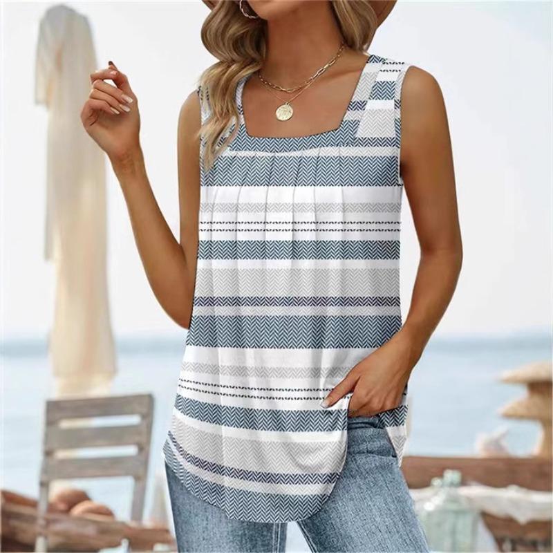 Summer Sleeveless Round-neck Printed Tank Top