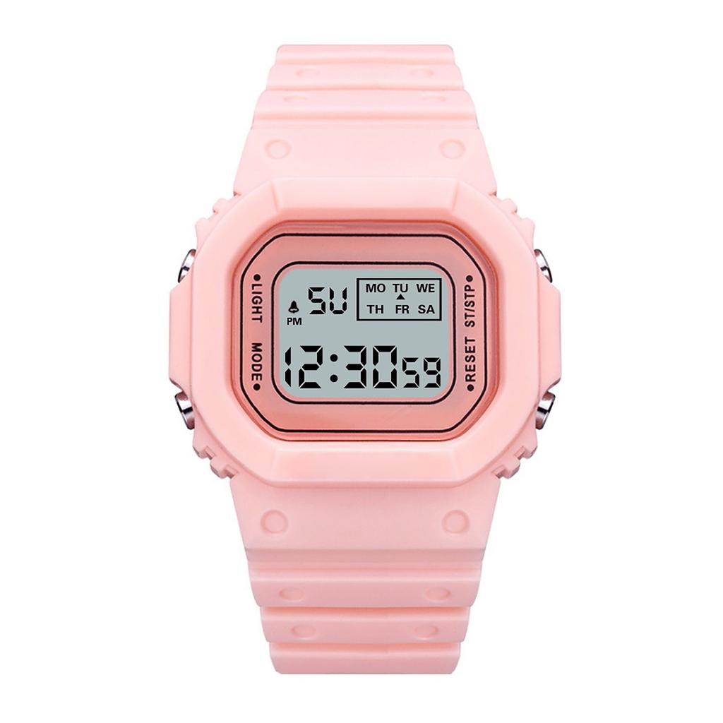 Mode Vattentät Dam LCD Digital Stoppur Date Gummi Sport Armbandsur