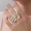  Colorful Flower Rings for Women Girl Stainless Steel Plant Sunflower Adjustable Rings Fashion Wedding Jewelry Gift