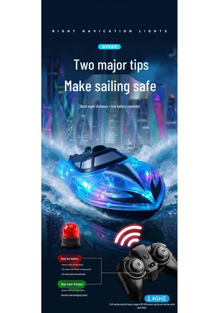 High-Speed Waterproof Remote Control Boat: Rechargeable Toy Ship Model for Kids' Birthday Gift