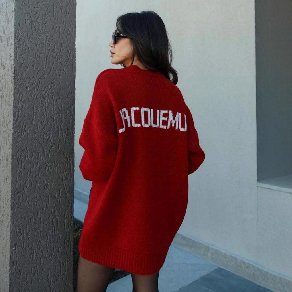 Autumn 2025 Women's Long Sleeve Sweater Dress: Casual, Loose-Fit Round Neck with Skirt