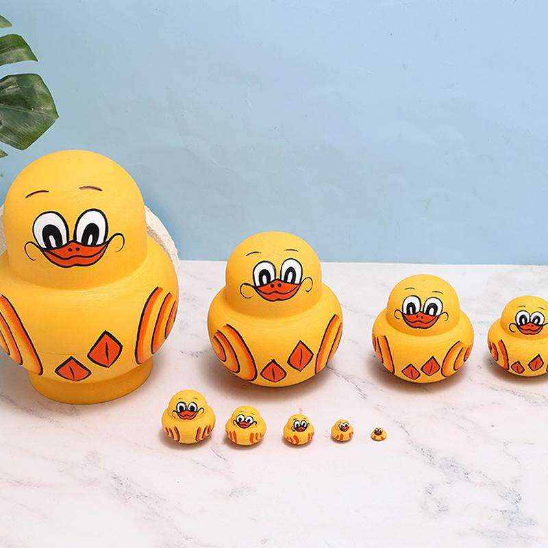 Nesting Doll 10 Layers Of Small Yellow Duck Air-Dried Basswood Hand-Painted Children'S Toy Creative Ornaments