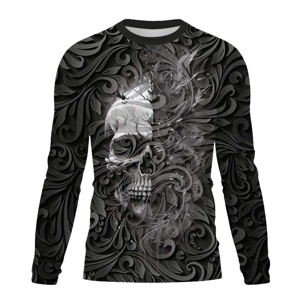 2023 New Man's Retro Skull Round Neck Long Sleeve T-shirt 3D Printing Autumn Top Sweatshirt Pleasure T Shirts Man's Clothing