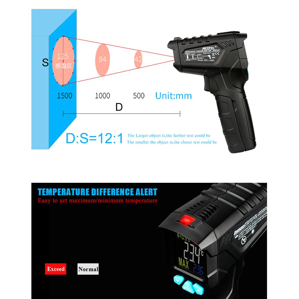 MESTEK IR01 Digital Thermometer Hygrometer Infrared Thermometer Pyrometer