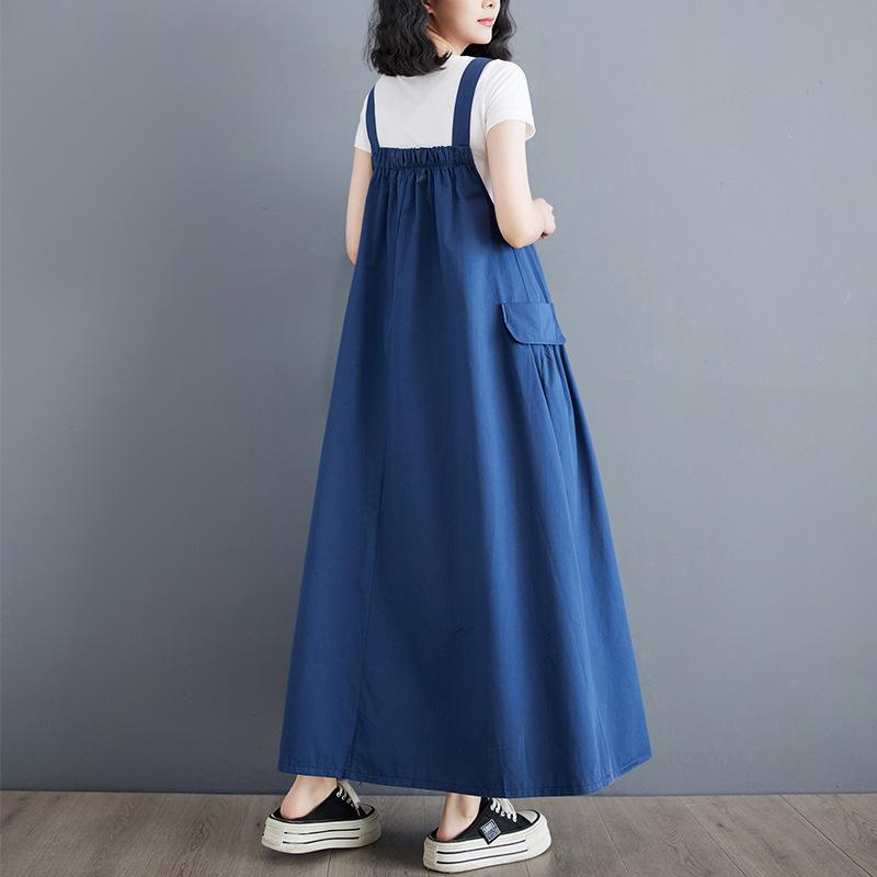 Elegantní letní korejský overalový šat s tenkými ramínky plus size