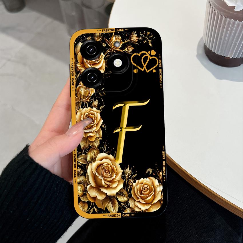 Initial Letters A-Z Phone Cover For Tecno Spark 20 30 40 Pro Plus 20C 30C 40C Go 2024 2025 Bumper Case Matte Silicone Anti Slip Shell For Tecno Casing