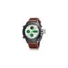 Men's Tactical Digital Watch Dual Display LED Luminous Waterproof Quartz with Leather Band Green