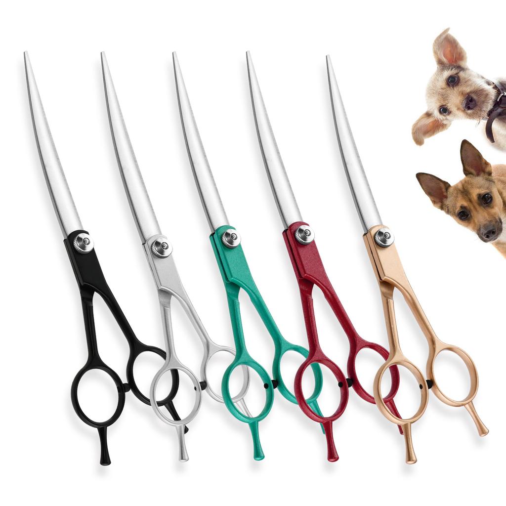 7.0 Inch Color Double Tail, Split, Pet Scissors, Pet Curved Scissors Practice Cutting