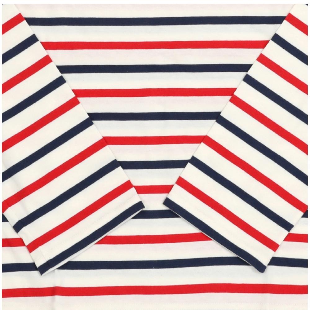 Saint James Unisex Long Sleeve Tee Modern Stripe Ecru Marin Tulipe 8115